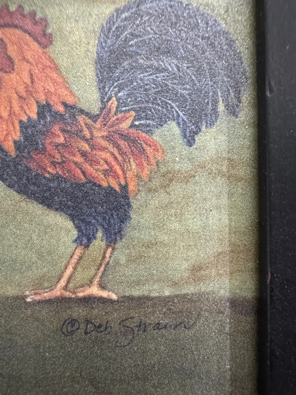 Rustic Farmhouse wall Framed Rooster and House folk Art